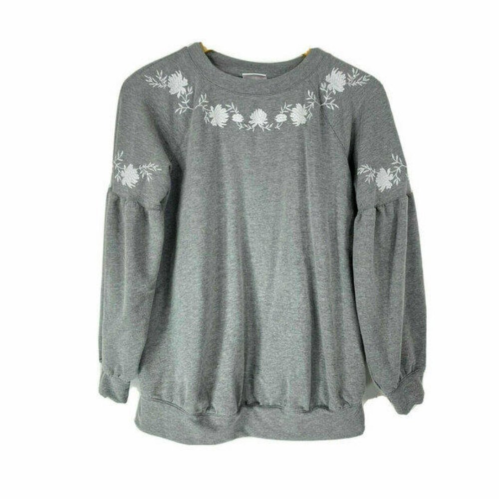 isabel Maternity by Ingrid & Isabel | Gray Puff Sleeve Maternity Sweatshirt | S